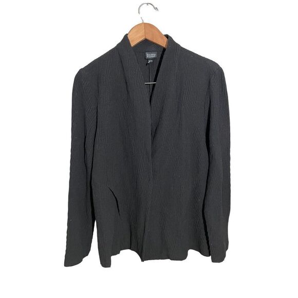 Eileen Fisher Textured Blazer Jacket Style J511 Small One‎ Button Pockets Black - Picture 1 of 7